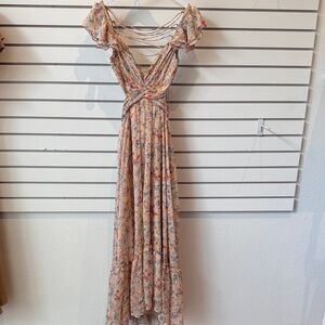 Astr Floral Maxi Dress with Ruffle Sleeves